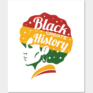 Black History Month Color Woman Black Create History Posters and Art